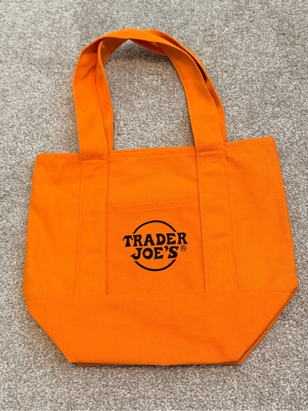 Trader Joe's Mini Canvas Tote Bag Orange Reusable Shopping Grocery Handbag Small